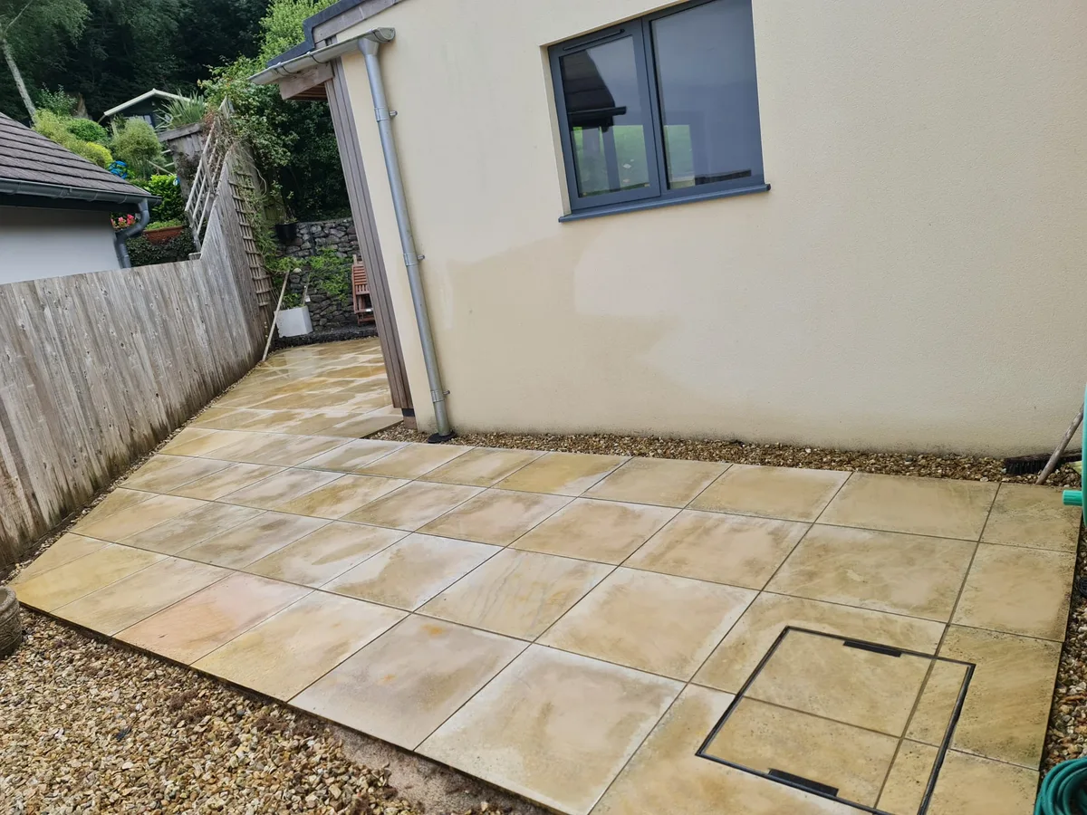 Clean patio slabs after professional jet washing