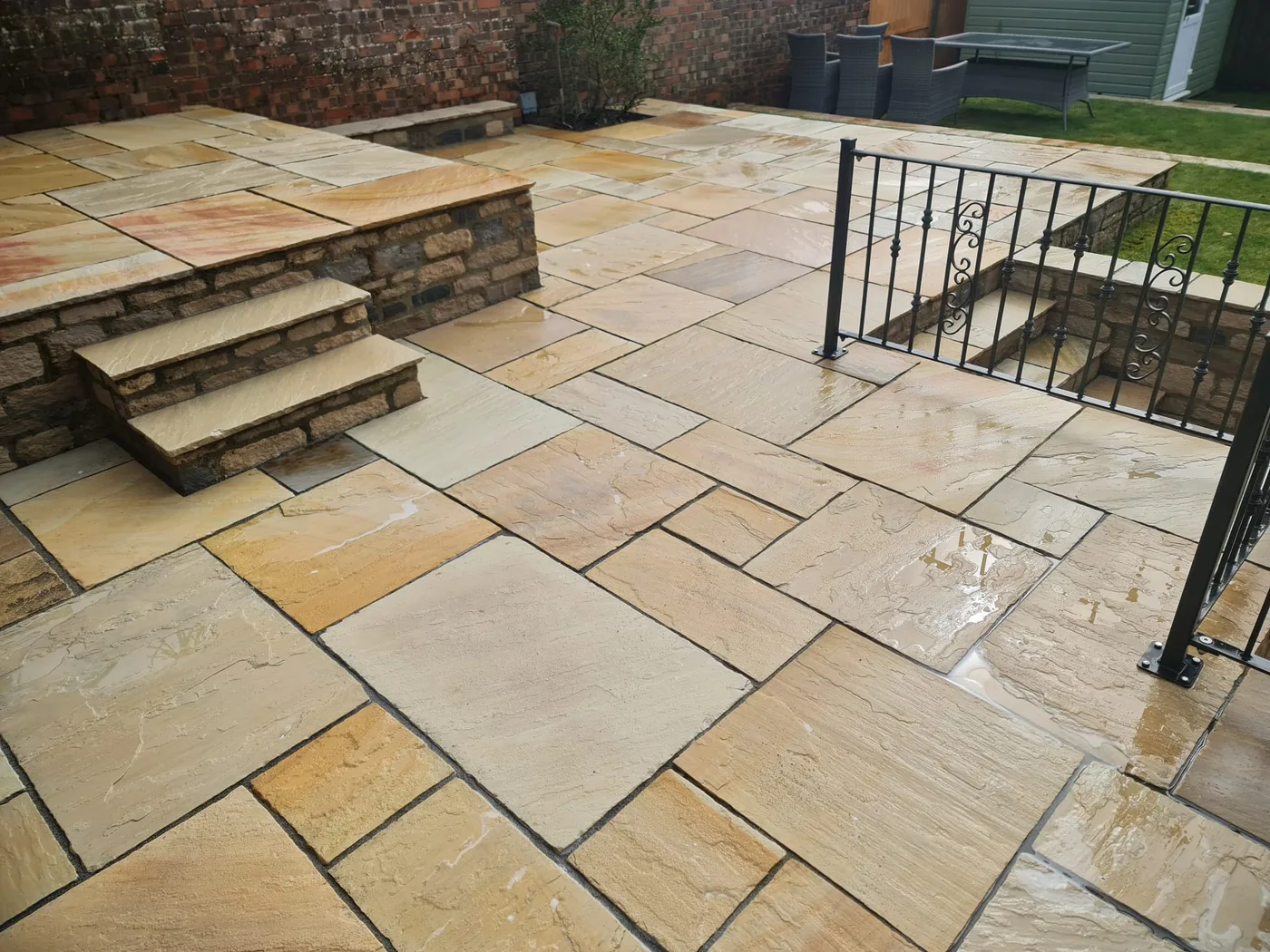Patio steps cleaned in Bath — algae and moss removed from stone steps